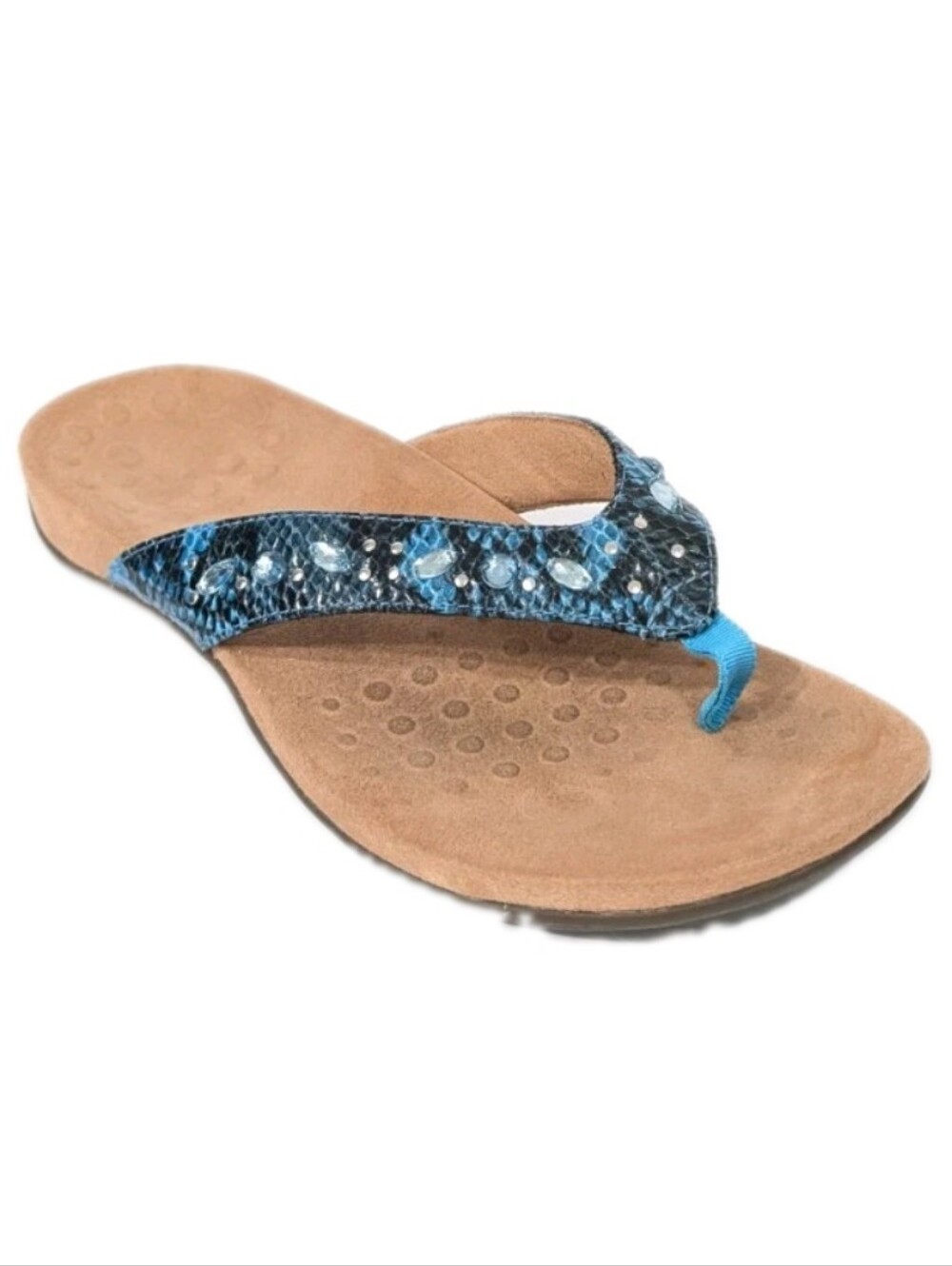 Vionic Lucia Flip Flops sz 9.5 Women Faux Leather Sandals Crystals snakeskin
